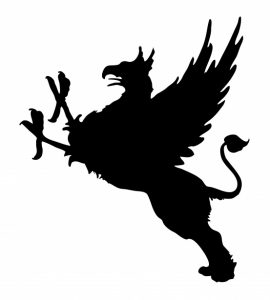 A silhouette of a griffin.