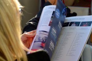 a woman reading a magazine