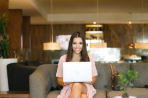 pretty woman on laptop